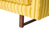 Striped Yellow Midcentury Sofa for Reupholstery