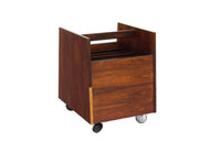 Rolling LP Record Storage or Magazine Caddy in Rosewood by Bruksbo