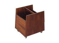 Rolling LP Record Storage or Magazine Caddy in Rosewood by Bruksbo