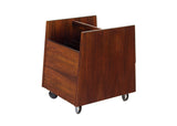 Rolling LP Record Storage or Magazine Caddy in Rosewood by Bruksbo
