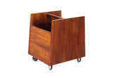 Rolling LP Record Storage or Magazine Caddy in Rosewood by Bruksbo