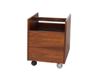 Rolling LP Record Storage or Magazine Caddy in Rosewood by Bruksbo