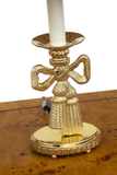 Pair of Solid Brass Candlestick Table Lamps With Bow Detail