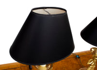 Pair of Solid Brass Candlestick Table Lamps With Bow Detail