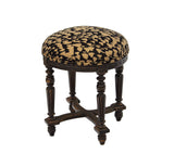 Small Round Stool or Ottoman, Newly Reupholstered