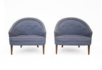 Petite Pair of Tufted Midcentury Armchairs
