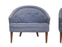 Petite Pair of Tufted Midcentury Armchairs
