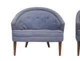 Petite Pair of Tufted Midcentury Armchairs