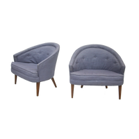 Petite Pair of Tufted Midcentury Armchairs