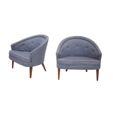 Petite Pair of Tufted Midcentury Armchairs