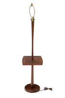 Walnut Floor Lamp with Built-in End Table