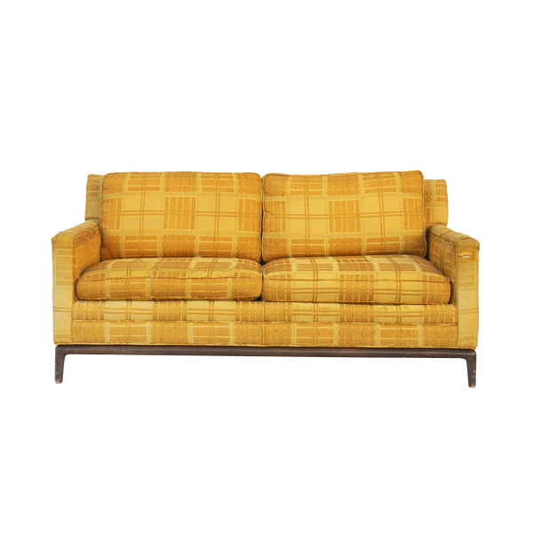 Midcentury Modern Loveseat with Walnut Base