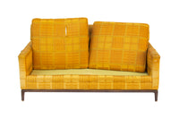 Midcentury Modern Loveseat with Walnut Base