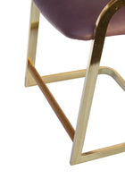 Plum and Brass Frame Barstools, pair