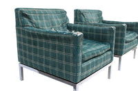 Pair of Chairs by Baker Furniture w Stainless Bases