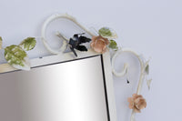 Italian Tole Mirror with Pale Pink Roses, 19" x 24"