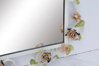 Italian Tole Mirror with Pale Pink Roses, 19" x 24"
