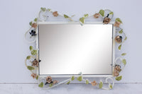 Italian Tole Mirror with Pale Pink Roses, 19" x 24"