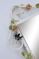 Italian Tole Mirror with Pale Pink Roses, 19" x 24"