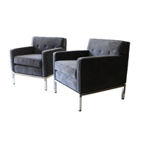 Pair of Chairs by Baker Furniture w Stainless Bases