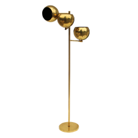 Koch + Lowy Adjustable Three Globe Polished Brass Floor Lamp