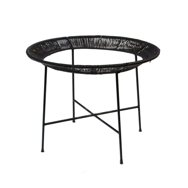 Round Iron and Raffia Dining Table