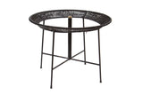 Round Iron and Raffia Dining Table