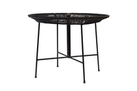 Round Iron and Raffia Dining Table