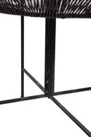 Round Iron and Raffia Dining Table