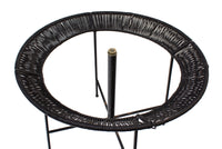 Round Iron and Raffia Dining Table
