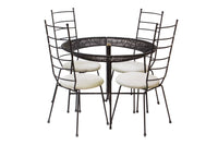 Round Iron and Raffia Dining Table