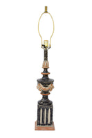 Hand Finished Neoclassical Table Lamp in Black, Taupe, and Burnt Orange