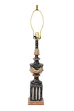 Hand Finished Neoclassical Table Lamp in Black, Taupe, and Burnt Orange