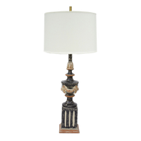 Hand Finished Neoclassical Table Lamp in Black, Taupe, and Burnt Orange