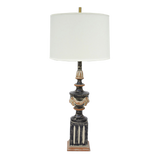 Hand Finished Neoclassical Table Lamp in Black, Taupe, and Burnt Orange