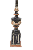 Hand Finished Neoclassical Table Lamp in Black, Taupe, and Burnt Orange