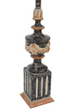 Hand Finished Neoclassical Table Lamp in Black, Taupe, and Burnt Orange