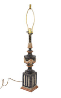 Hand Finished Neoclassical Table Lamp in Black, Taupe, and Burnt Orange