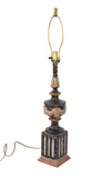 Hand Finished Neoclassical Table Lamp in Black, Taupe, and Burnt Orange