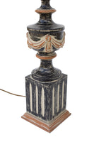 Hand Finished Neoclassical Table Lamp in Black, Taupe, and Burnt Orange