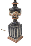 Hand Finished Neoclassical Table Lamp in Black, Taupe, and Burnt Orange