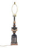 Hand Finished Neoclassical Table Lamp in Black, Taupe, and Burnt Orange