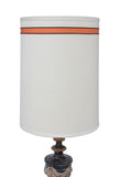 Hand Finished Neoclassical Table Lamp in Black, Taupe, and Burnt Orange