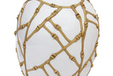 Pair White Ceramic Table Lamps with Applied Faux Bamboo