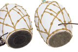 Pair White Ceramic Table Lamps with Applied Faux Bamboo