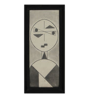 Cubist Style Graphite Drawing by Ruby Marsh c1971