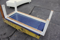 Rectangular White Parsons Coffee Table with Inset Glass Top