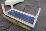 Rectangular White Parsons Coffee Table with Inset Glass Top