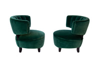 Pair of Channel Back Slipper Chairs- Newly Reupholstered