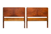 Pair of Art Deco Twin Headboards in Exotic Flame Walnut